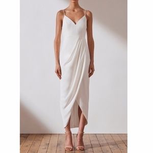 Shona Joy Draped Ivory White Dress